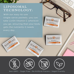 LivOn Liposomal Vitamin C 1000mg dispensed packet for daily immune support.