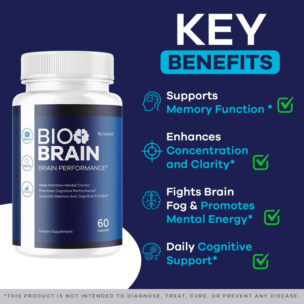 Back label of LIVORKA Bio Brain capsules detailing usage and ingredients
