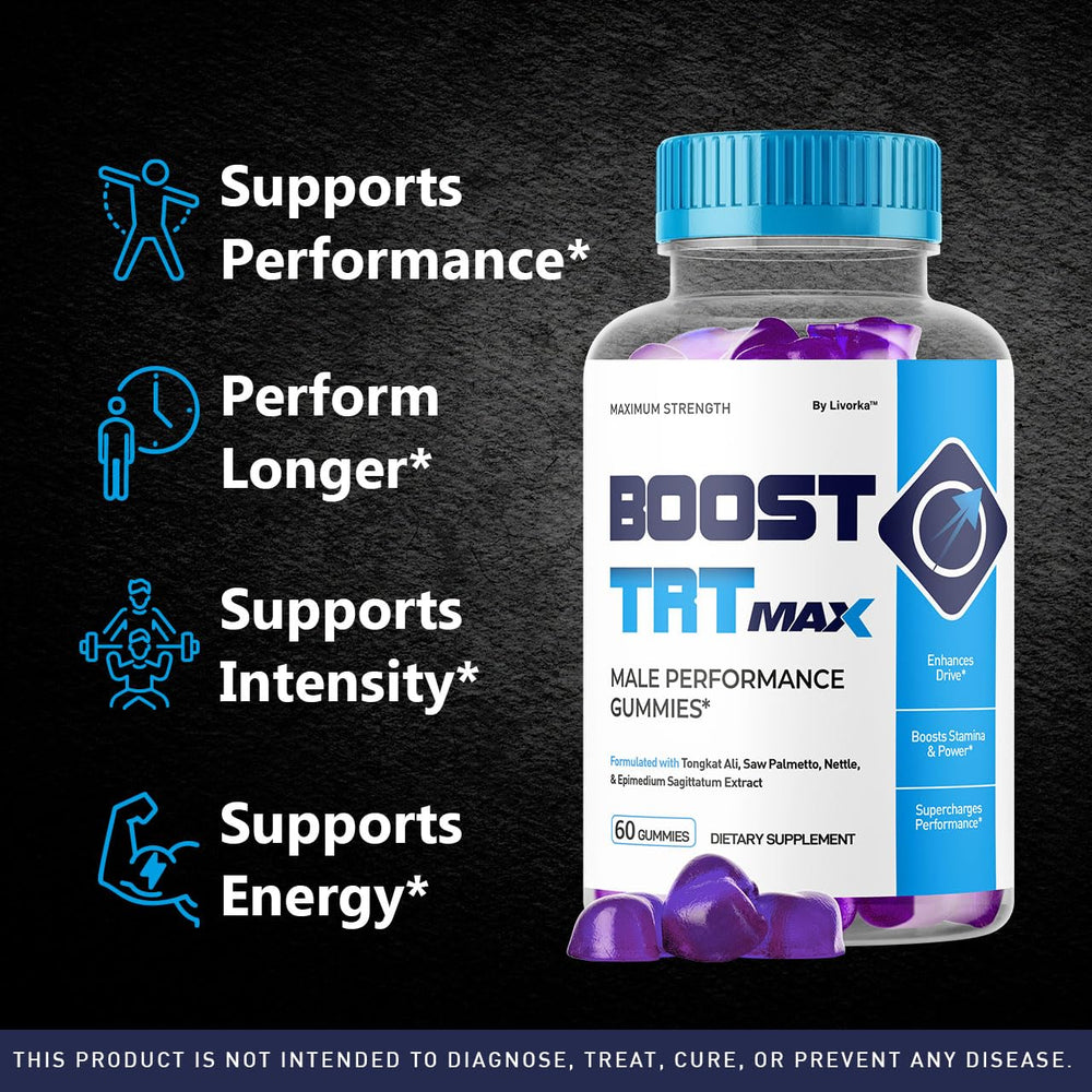 LIVORKA Boost TRT Max gummies close-up highlighting the tasty natural formula