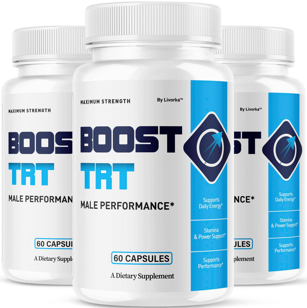 LIVORKA BoostTRT bottle front suggests daily energy support.