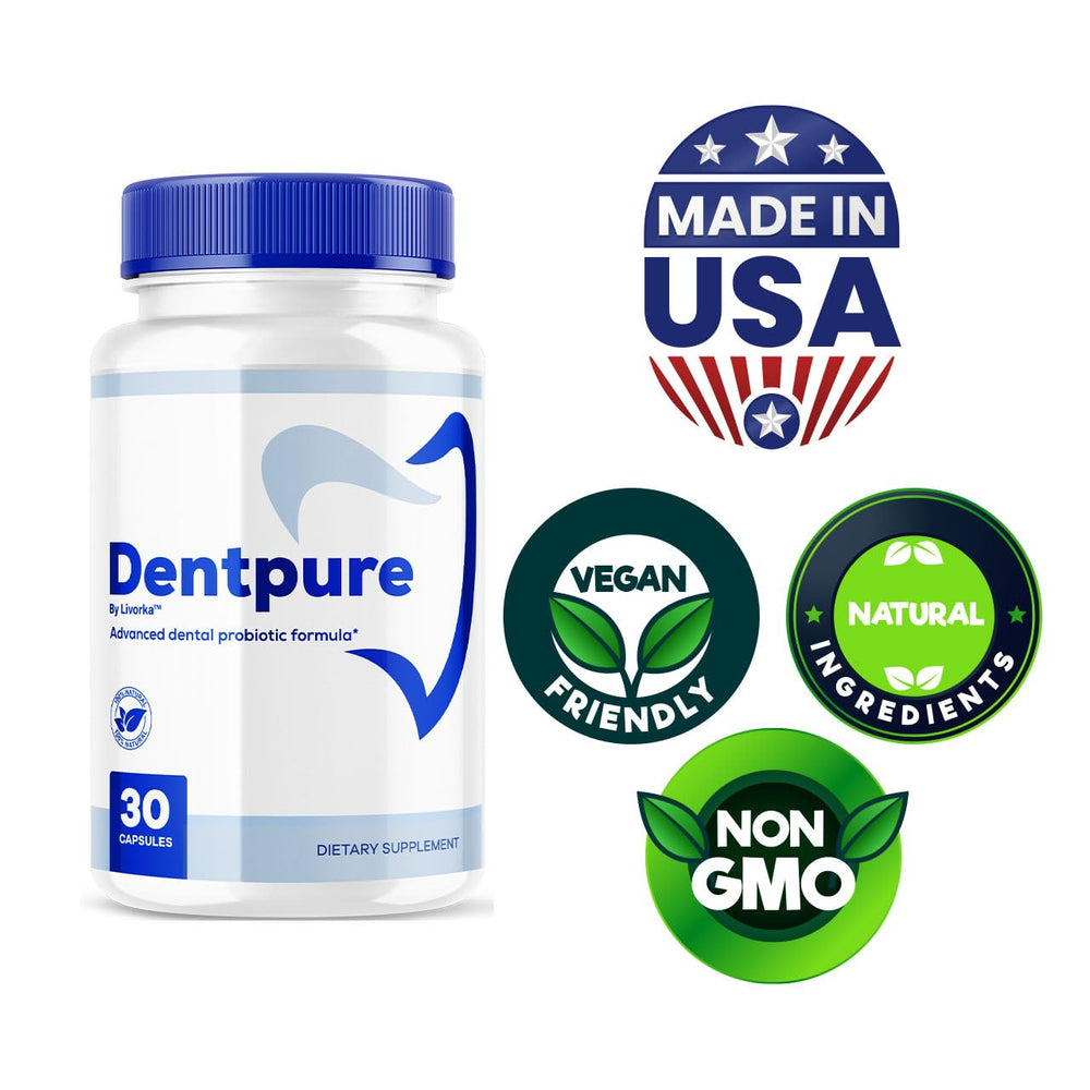 LIVORKA Dentpure Probiotics capsules close-up shows easy-to-swallow capsules
