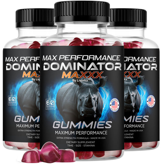 LIVORKA Dominator Maxxx gummies bottle for daily wellness support.