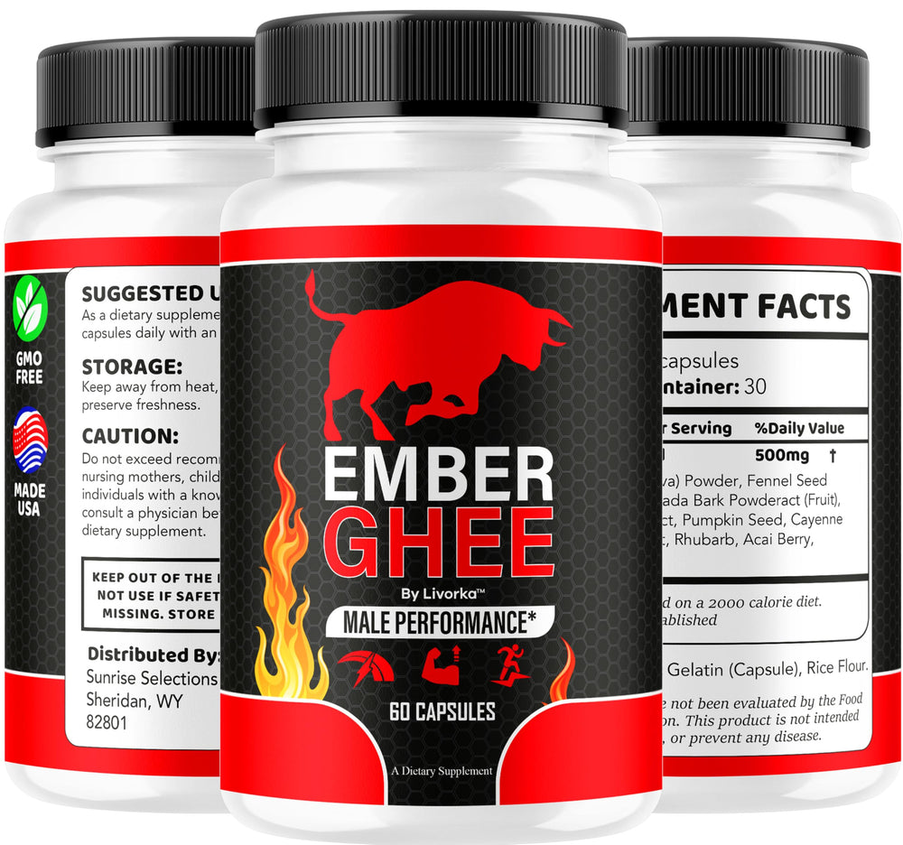 Shelves display LIVORKA Ember Ghee packs, suggesting convenient five-month supply.