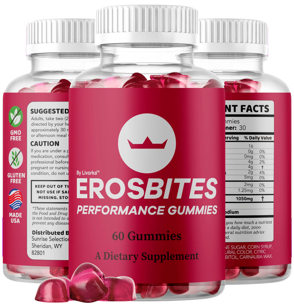 LIVORKA Eros Bites Gummies 3-pack packaging ready for shelf or travel.