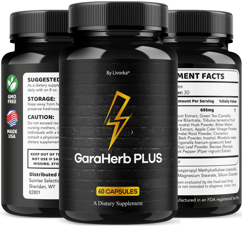 LIVORKA GaraHerb Plus capsules box scene illustrating five-month supply