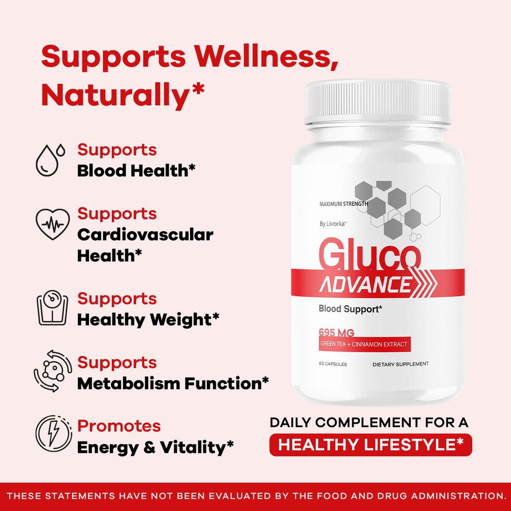 Five-pack LIVORKA Gluco Advance display highlights multi-month supply.