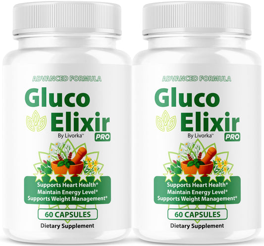 LIVORKA GlucoElixir Pro capsule bottle close-up for daily wellness.