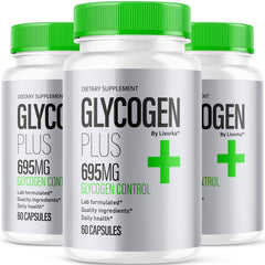 LIVORKA Glycogen Plus 3-Pack bottle front showing an all-natural wellness formulation.