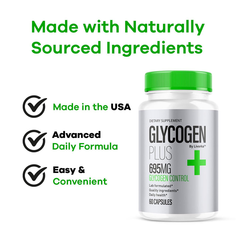 LIVORKA Glycogen Plus 3-pack packaging side view on a clean surface.