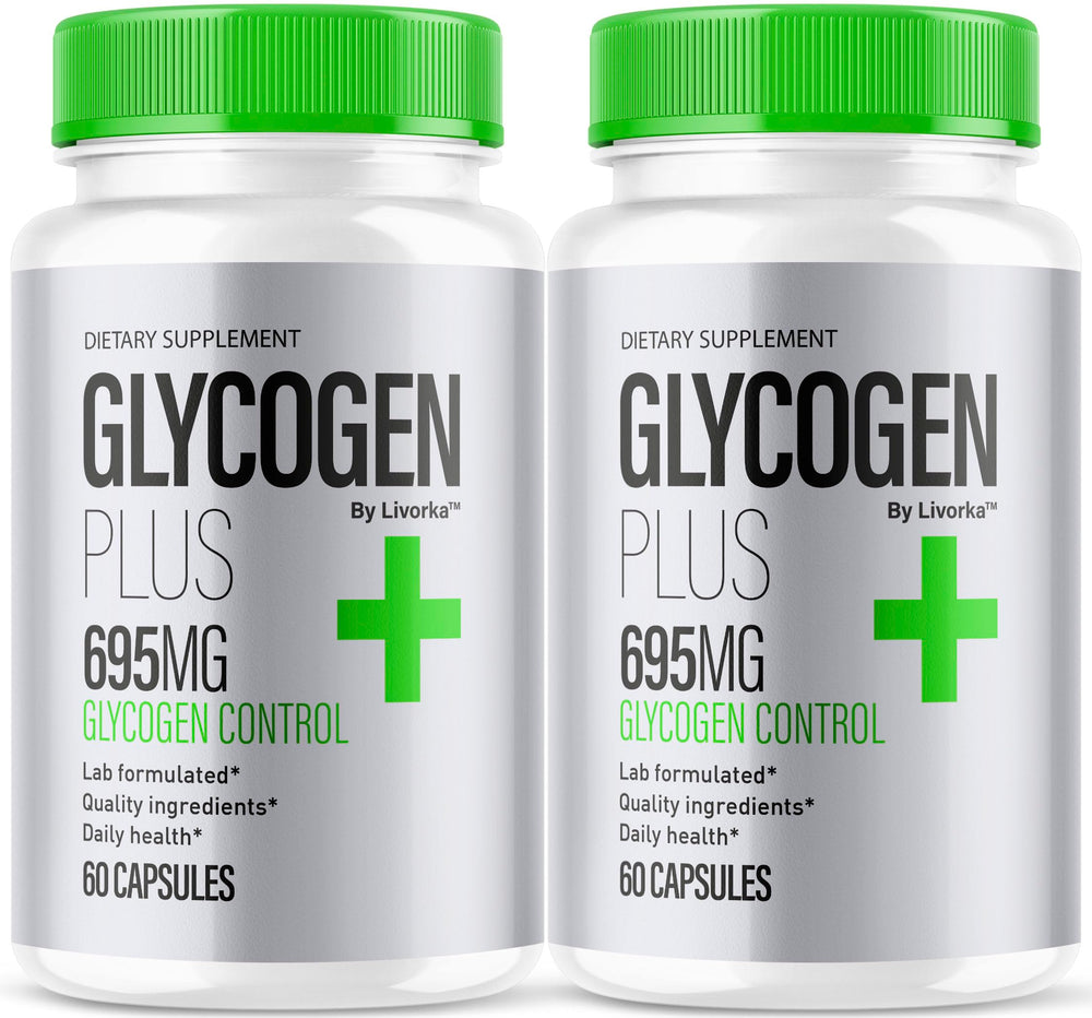 Livorka Glycogen Plus bottle front promotes daily wellness with a natural formula