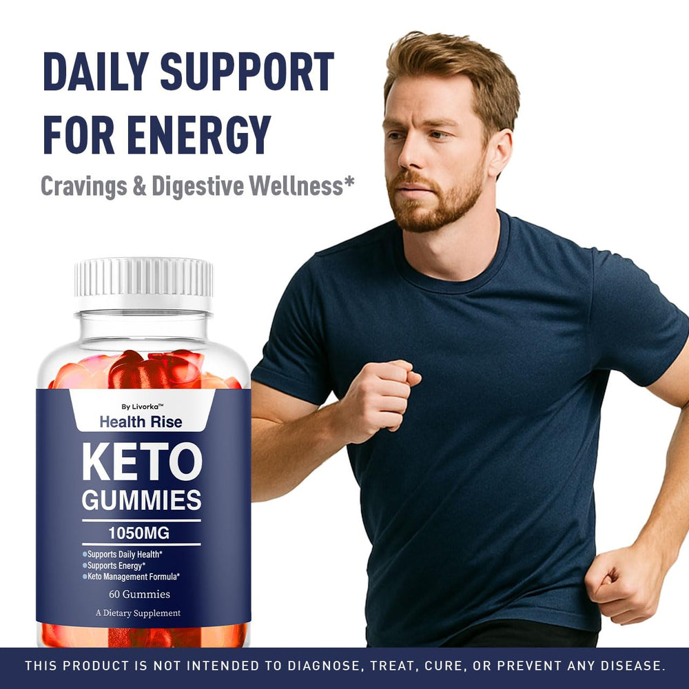 LIVORKA Health Rise Keto ACV Gummies packaging highlights 60 gummies for a month.