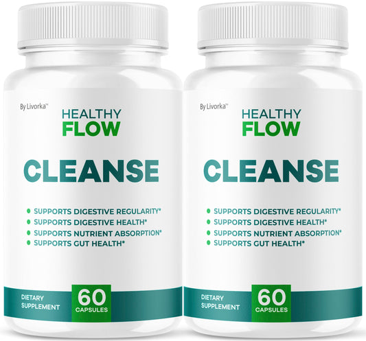 LIVORKA Healthy Flow Cleanse bottle pour supports daily digestion routine.