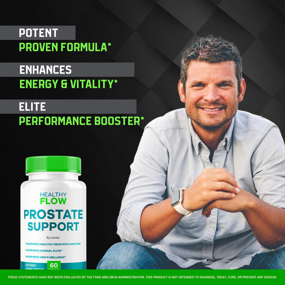 LIVORKA Healthy Flow Prostate Support label detail highlights ingredients.