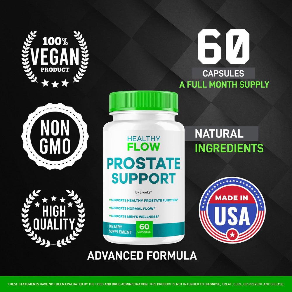 LIVORKA Healthy Flow Prostate Support three-bottle pack in box.