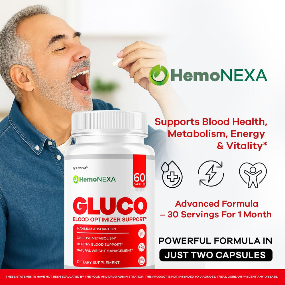 LIVORKA HemoNexa capsules closeup highlighting natural ingredients for vitality.