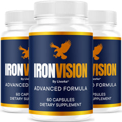 LIVORKA Iron Vision bottle close-up for premium eye wellness support.