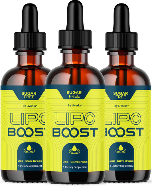 LIVORKA LipoBoost Drops bottle front shows premium liquid formula for daily wellness