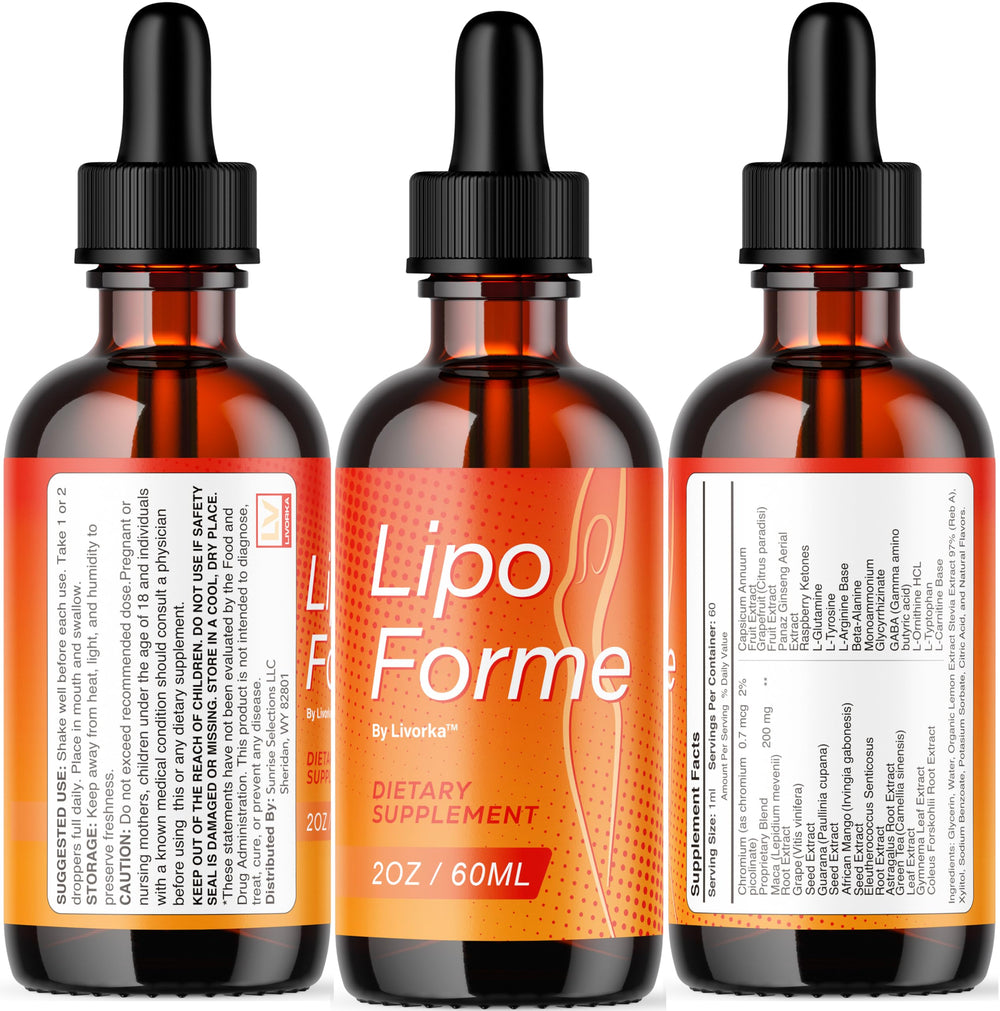 LIVORKA LipoForme Drops on shelf suggests a ready-to-use wellness option