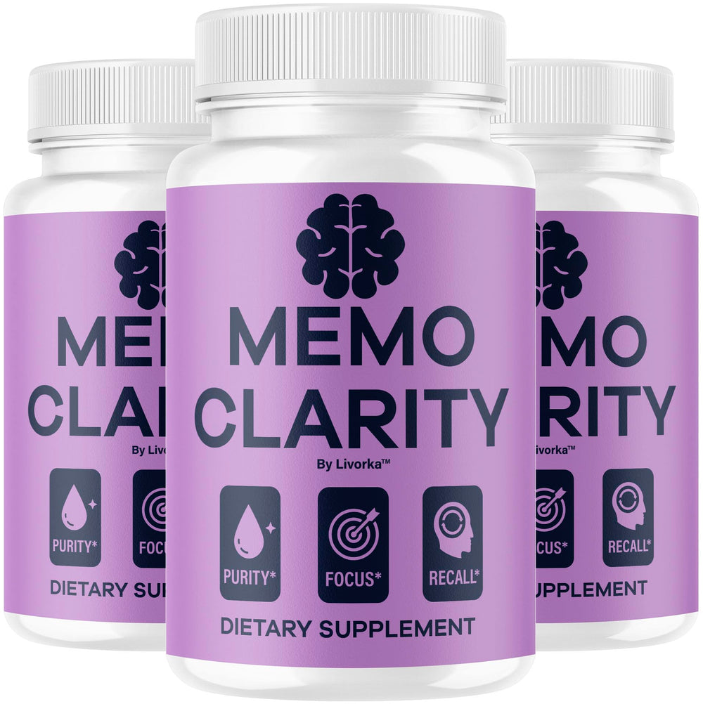 LIVORKA Memo Clarity three-pack bottle-front view for daily focus support