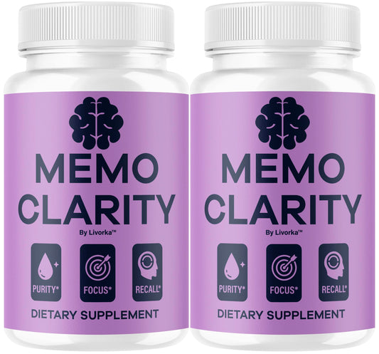 LIVORKA Memo Clarity bottle front with capsules for daily focus.