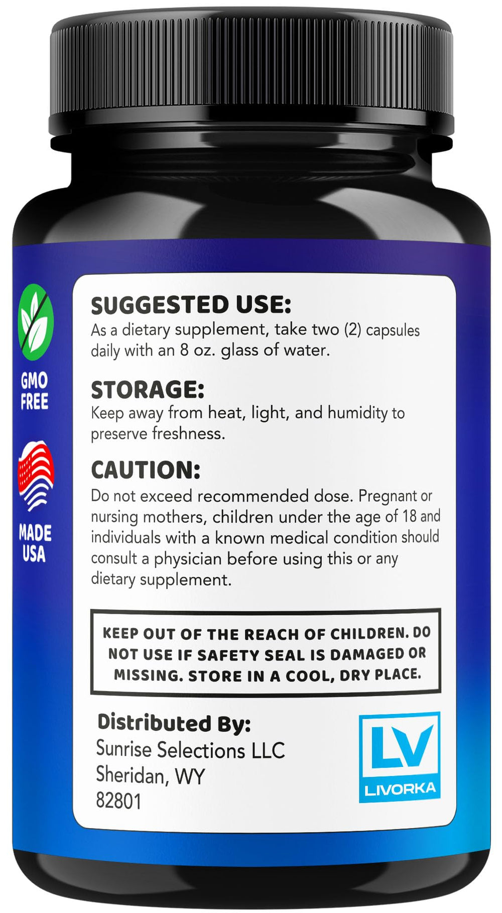 LIVORKA Memory Mood Brain label detail highlights ingredients and daily benefits.