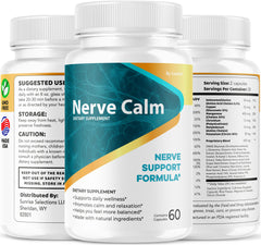 Livorka Nerve Calm bottle beside a glass for daily routine.