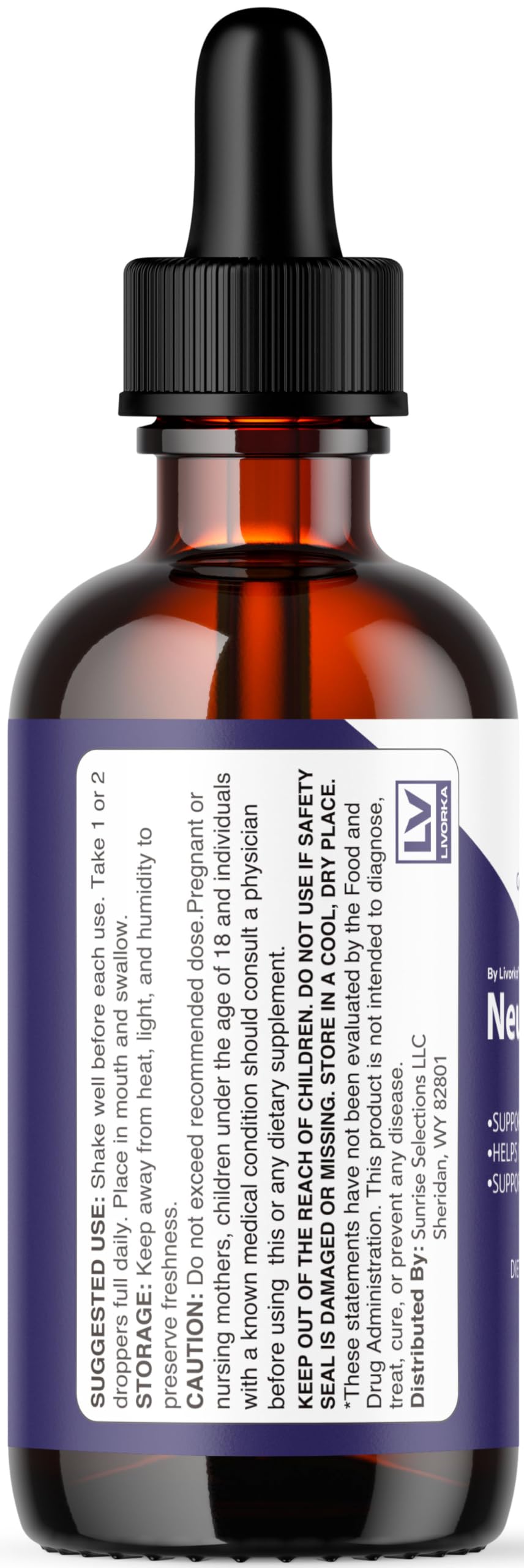 LIVORKA NeuroDyne ingredients label highlights natural components.