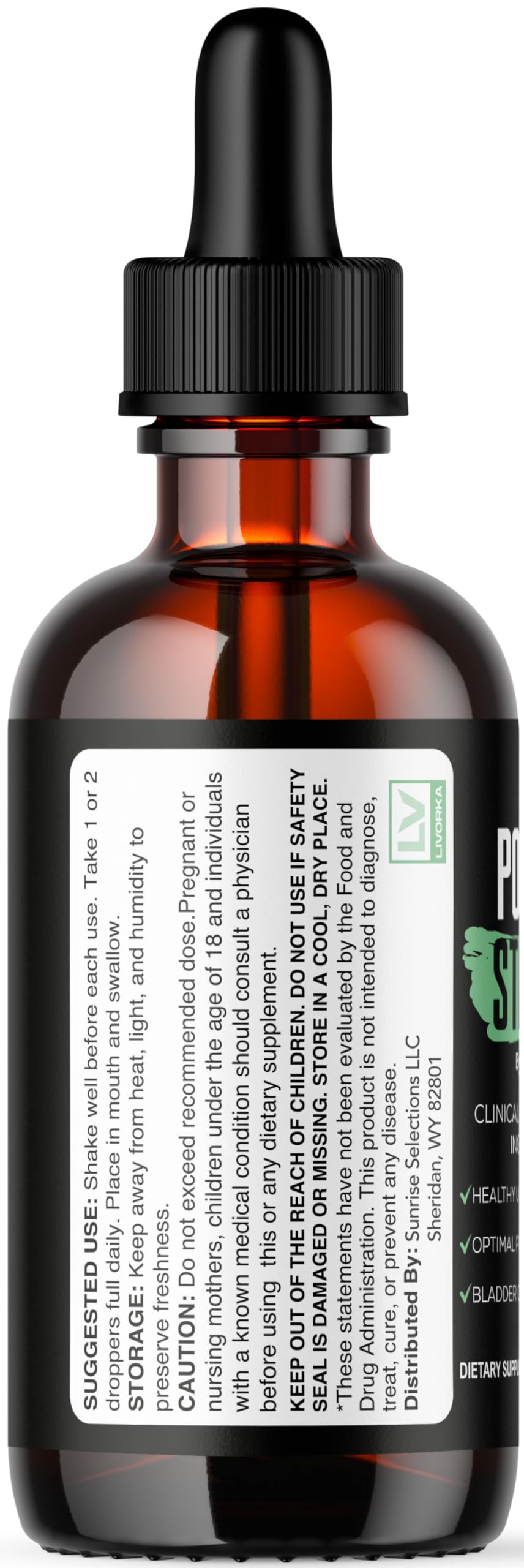 LIVORKA Potent Stream drops with dropper ready for easy dosing.