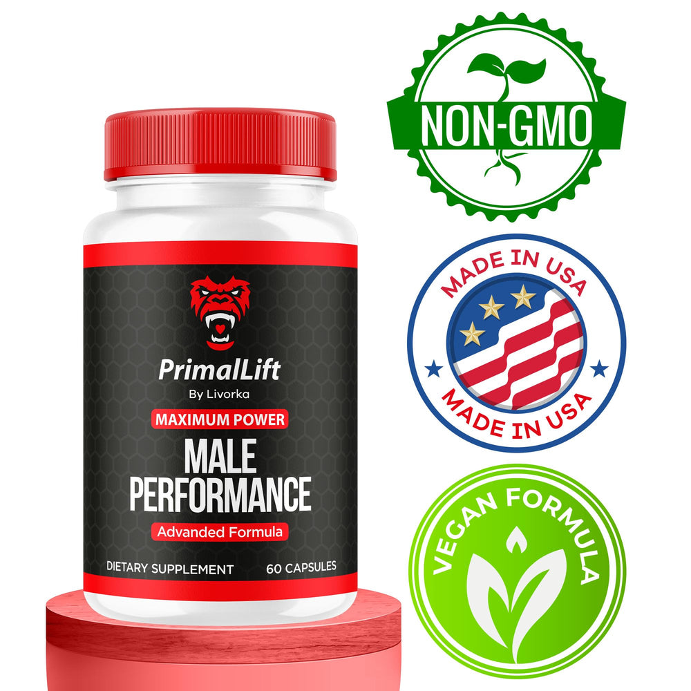 LIVORKA Primal Lift usage scene with water and capsules for daily intake.