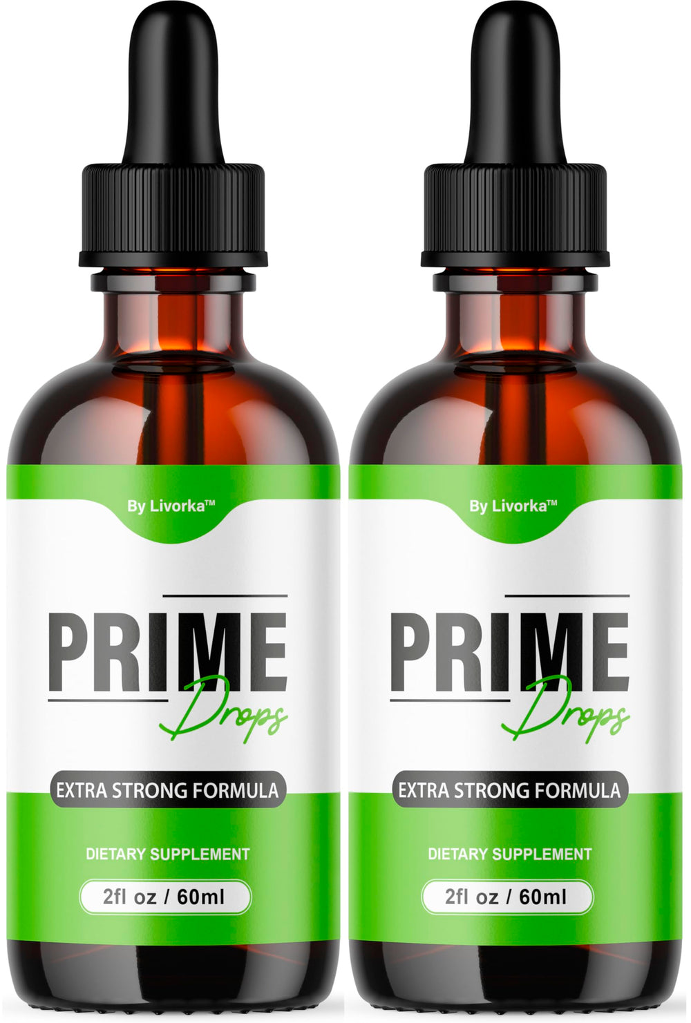 LIVORKA Prime Drops for Men bottle front shows a premium all-natural formula for daily wellness.