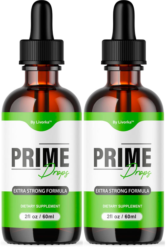 LIVORKA Prime Drops for Men bottle front shows a premium all-natural formula for daily wellness.