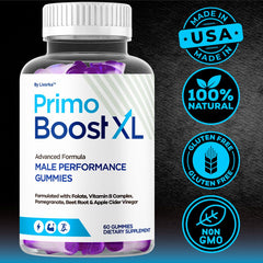 Gummies on a shelf from LIVORKA Primo Boost XL illustrate easy on-the-go access.