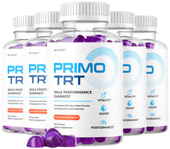 LIVORKA Primo TRT Gummies bottle highlighting convenient daily vitality support.