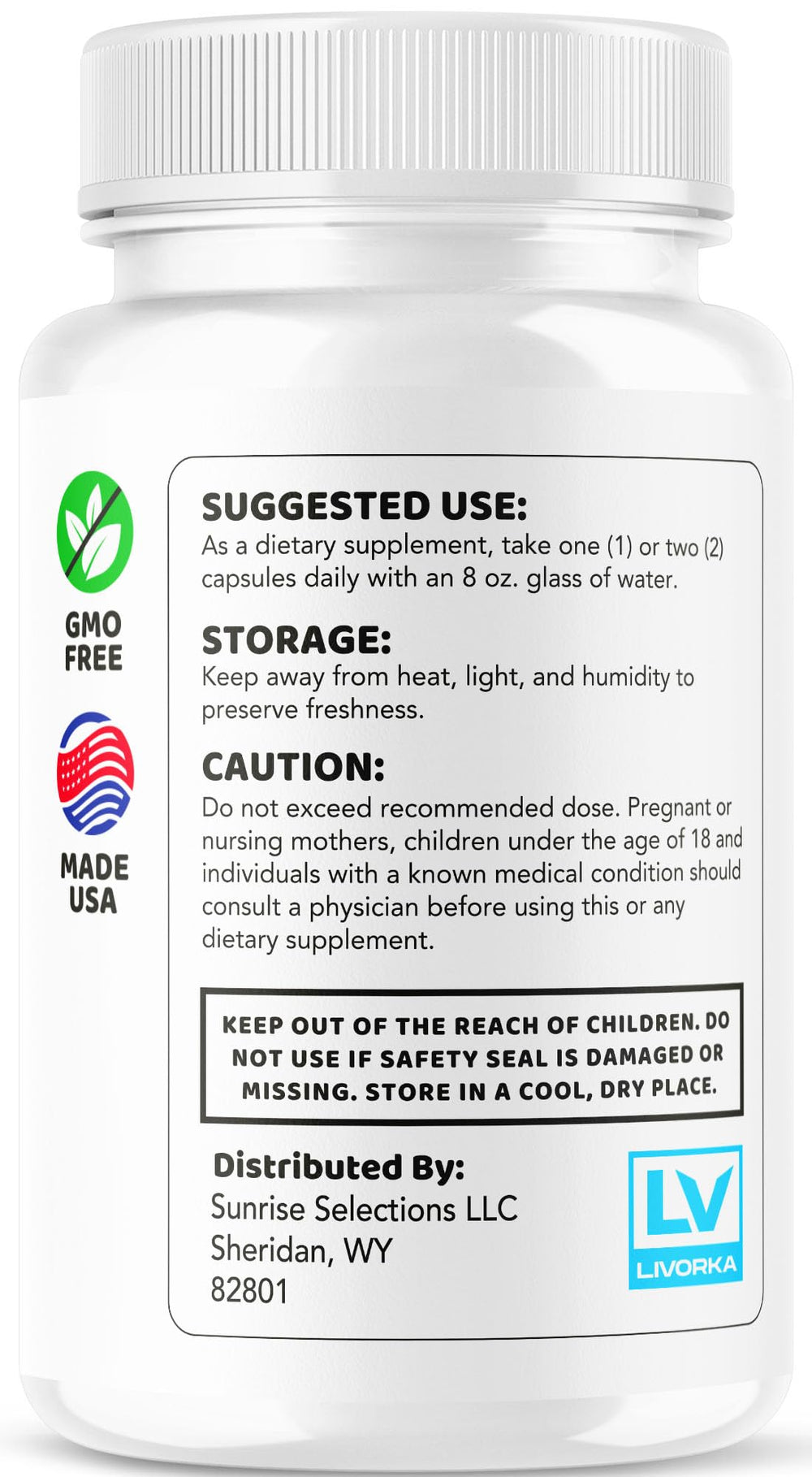 LIVORKA Primo TRT pills bottle open, simple intake with water