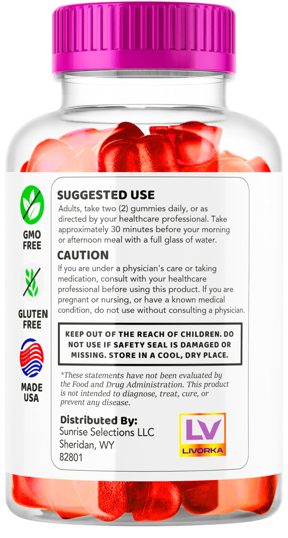 Label detail of LIVORKA Proton Keto ACV Gummies highlighting keto blend