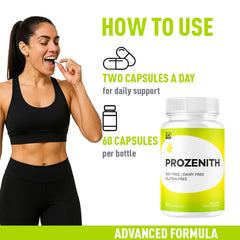 LIVORKA Prozenith Pro Capsules pouring action suggests easy daily intake.