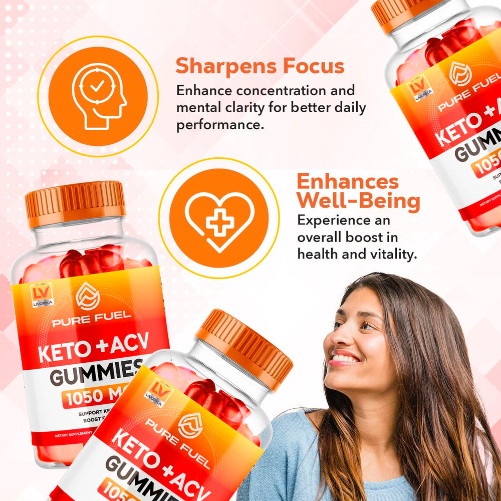 LIVORKA Pure Fuel ACV Gummies on tray, keto-friendly convenience.