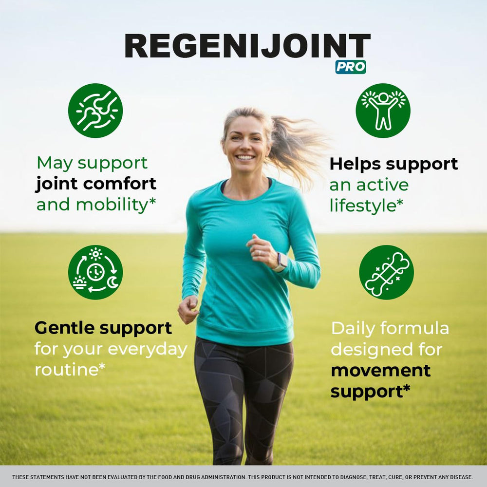 Close-up of RegeniJoint capsules bottle highlighting the product label.