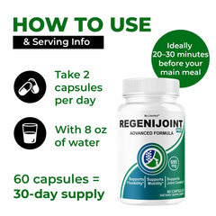RegeniJoint capsules spilled on a desk, ready for daily use.