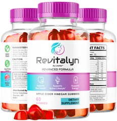 Product packaging display with 3-pack LIVORKA Revitalyn gummies glow concept