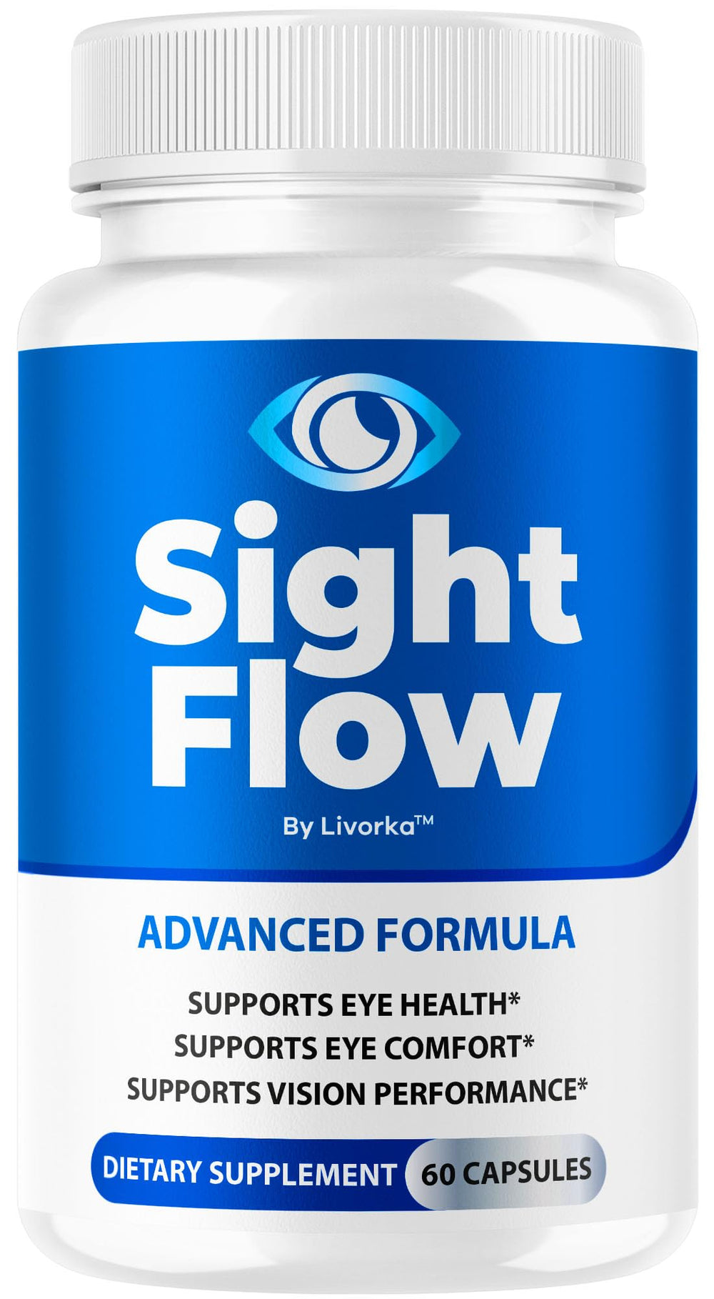LIVORKA Sight Flow Eye Capsules bottle for daily eye wellness.
