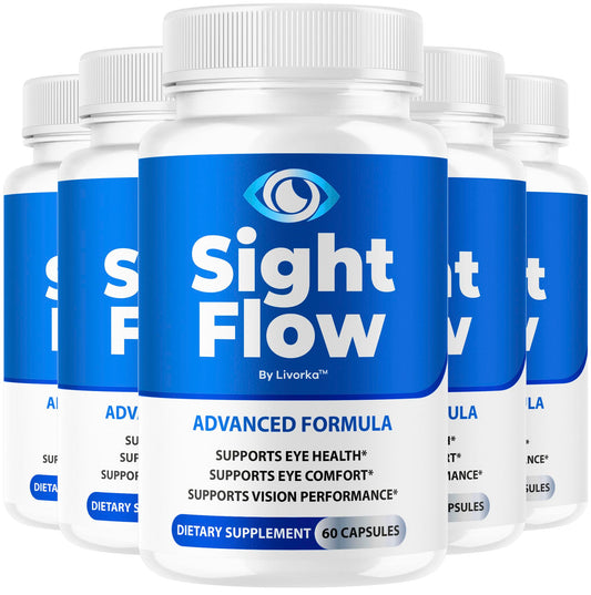 LIVORKA Sight Flow Eye Capsules bottle promotes daily eye wellness with natural ingredients.
