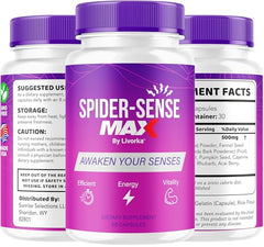 LIVORKA Spider Sense Max bottle back label shows dosage guidance for consistent use.