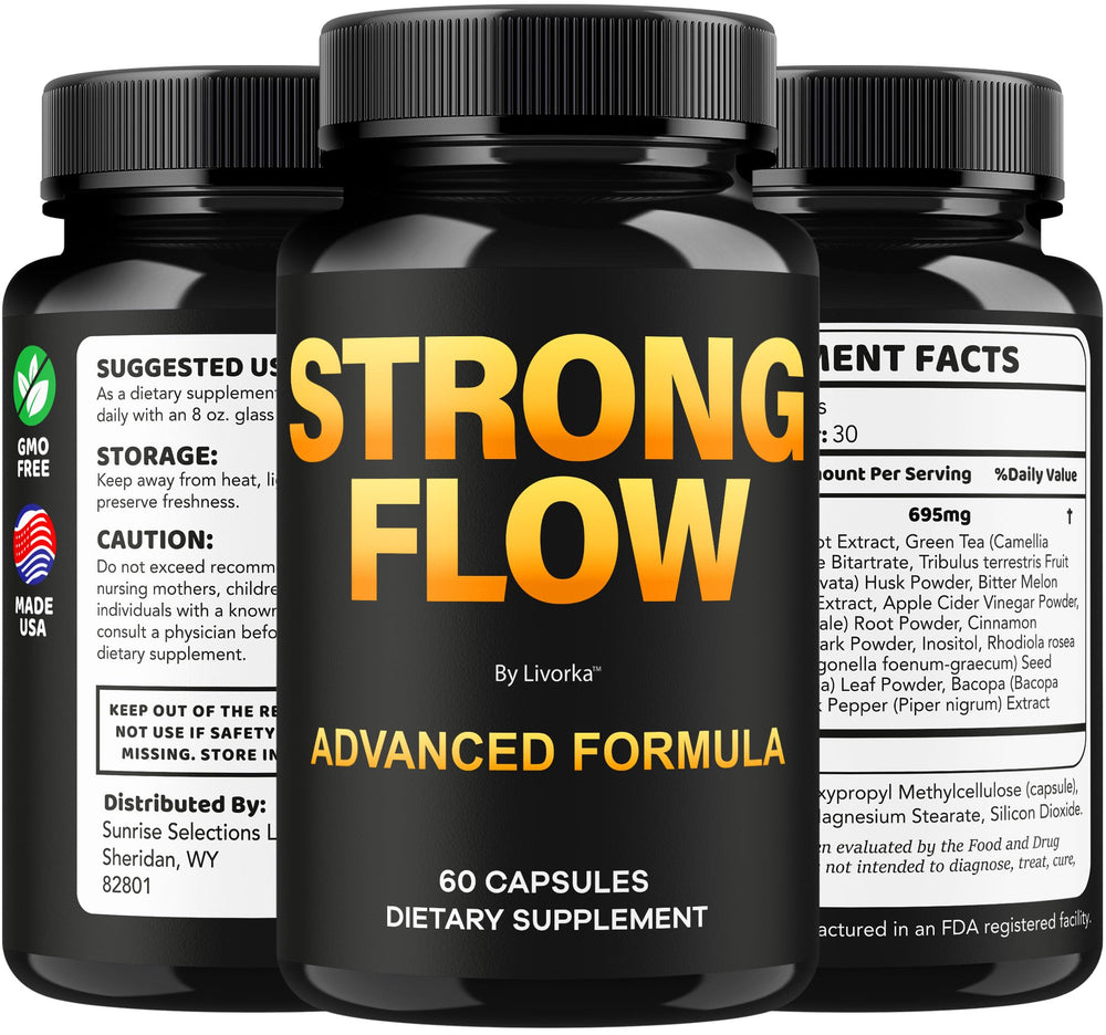 Livorka Strong Flow capsules arranged in clinical display