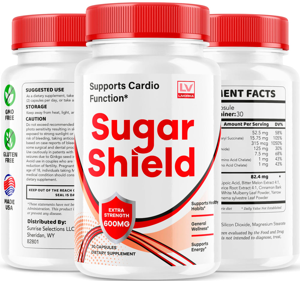 LIVORKA Sugar Shield packaging side view for a clear 3-pack.