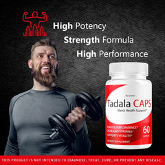 LIVORKA TadalaCaps label view highlights premium formula and dosage info.