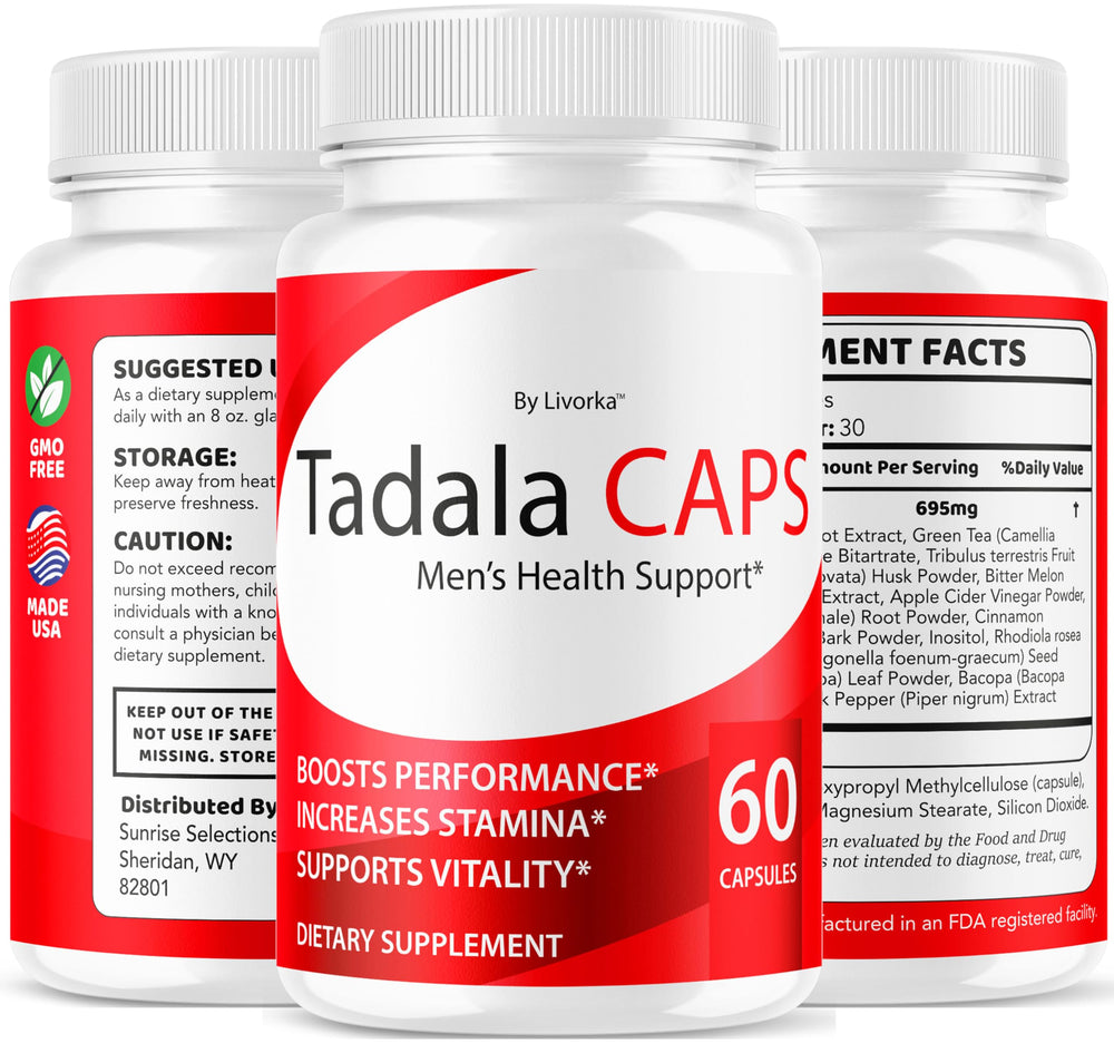 LIVORKA TadalaCaps shelf display highlights premium all natural nutrition options.