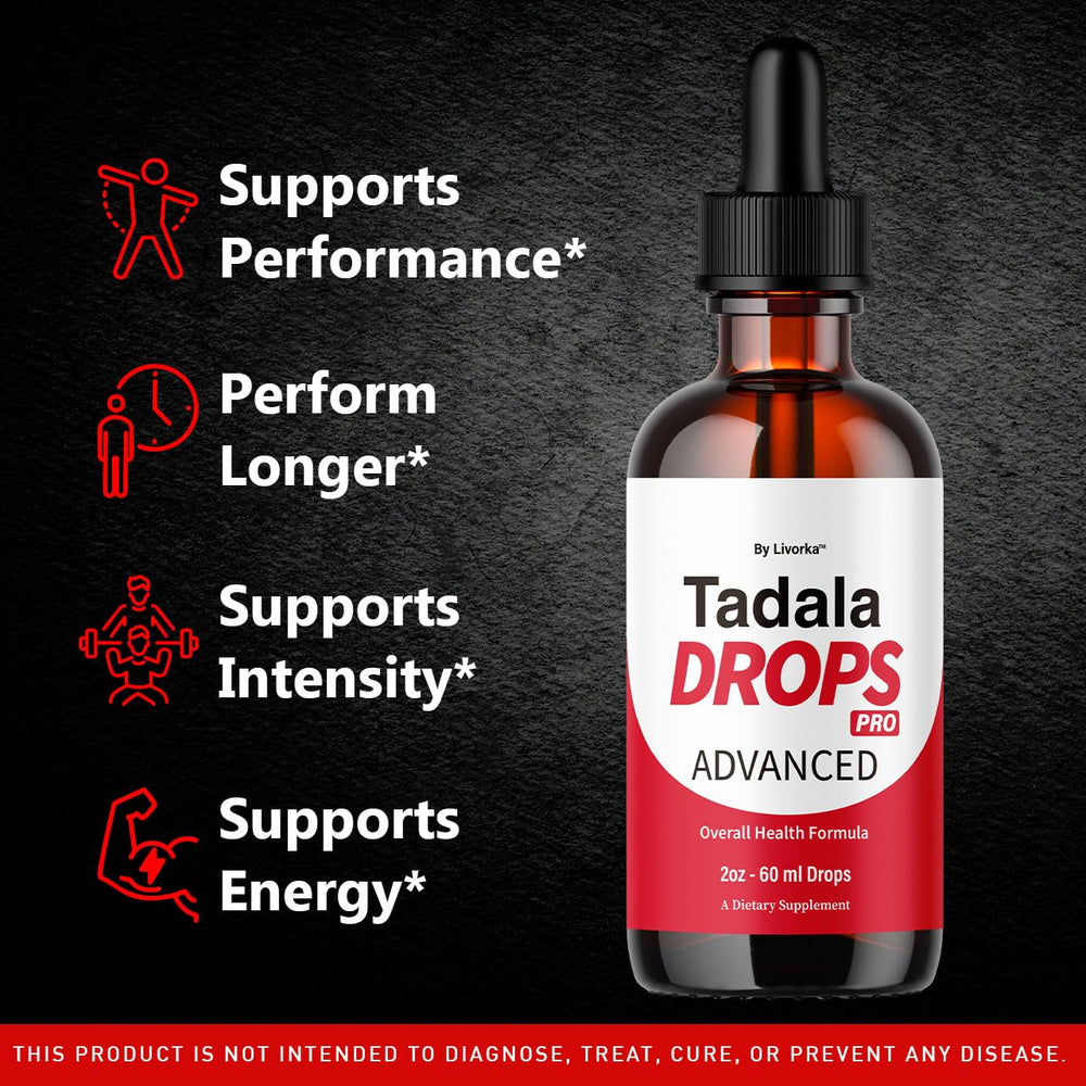 LIVORKA Tadala Drops Pro men’s formula 30ml bottle for easy dosing.