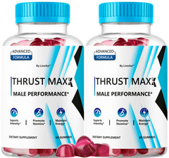 LIVORKA Thrust Maxx Gummies 2-pack on table for convenient daily energy.