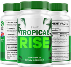 Box and bottle of LIVORKA Tropical Rise displayed on a shelf for daily wellness